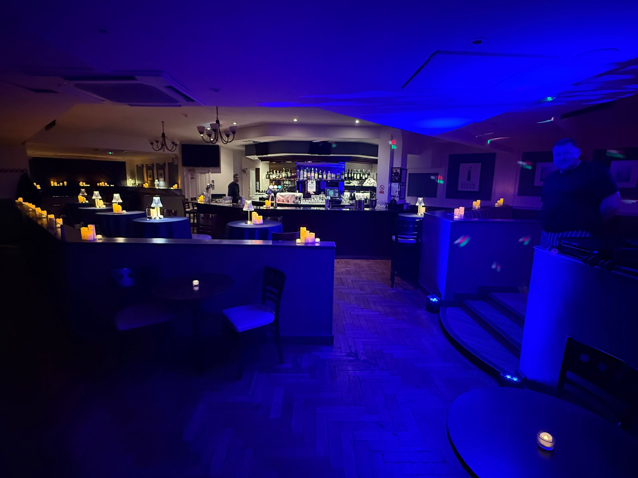 Steam Wine Bar, the main room set for an evening event